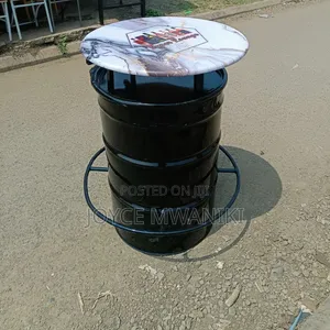 Bar Drum Table With Epoxy Table Top 