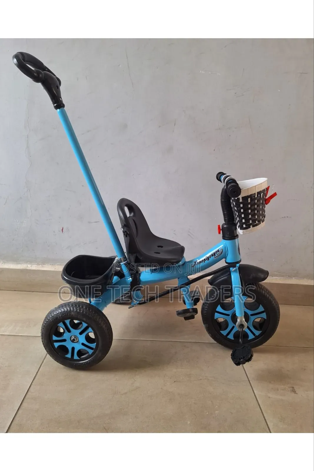 Tricycle With Push Handle - Blue