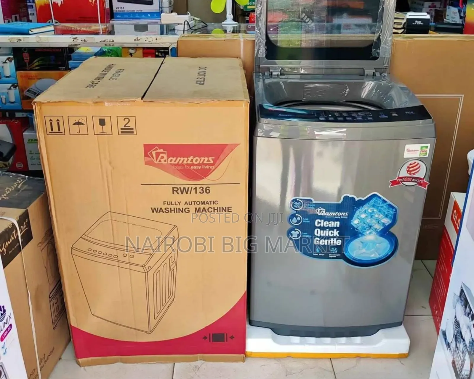 Ramtons RW/136 - Fully Automatic 12Kg Washer - Silver(1YR WRTY)