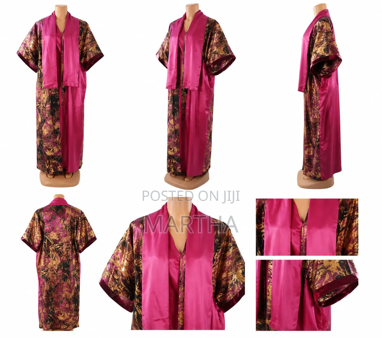 Long Satin Kimono Robe