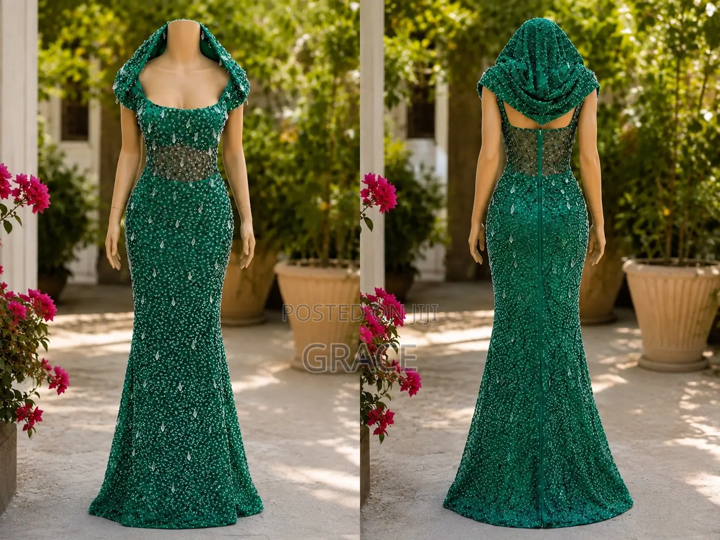 Elegant Emerald Green Mermaid Gown – Sparkling Evening Dress