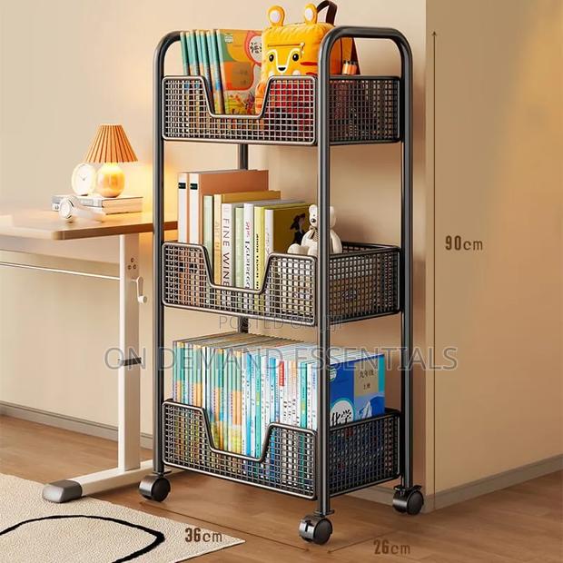 3 Layer Rotating Multifunctional Mesh Design Storage Trolley - main view