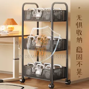3 Layer Rotating Multifunctional Mesh Design Storage Trolley