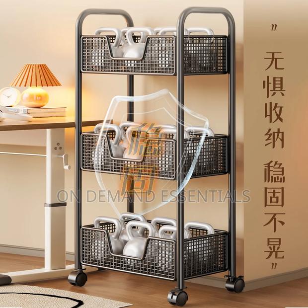 3 Layer Rotating Multifunctional Mesh Design Storage Trolley - thumbnail 2