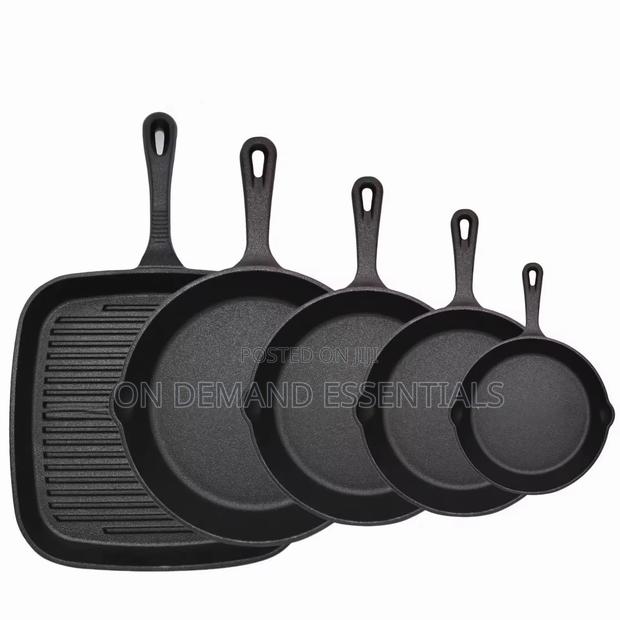 5pcs Cast Iron Skillet Set and Steak Pan