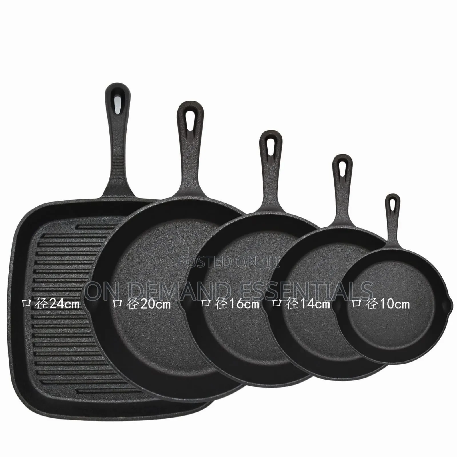 5pcs Cast Iron Skillet Set and Steak Pan