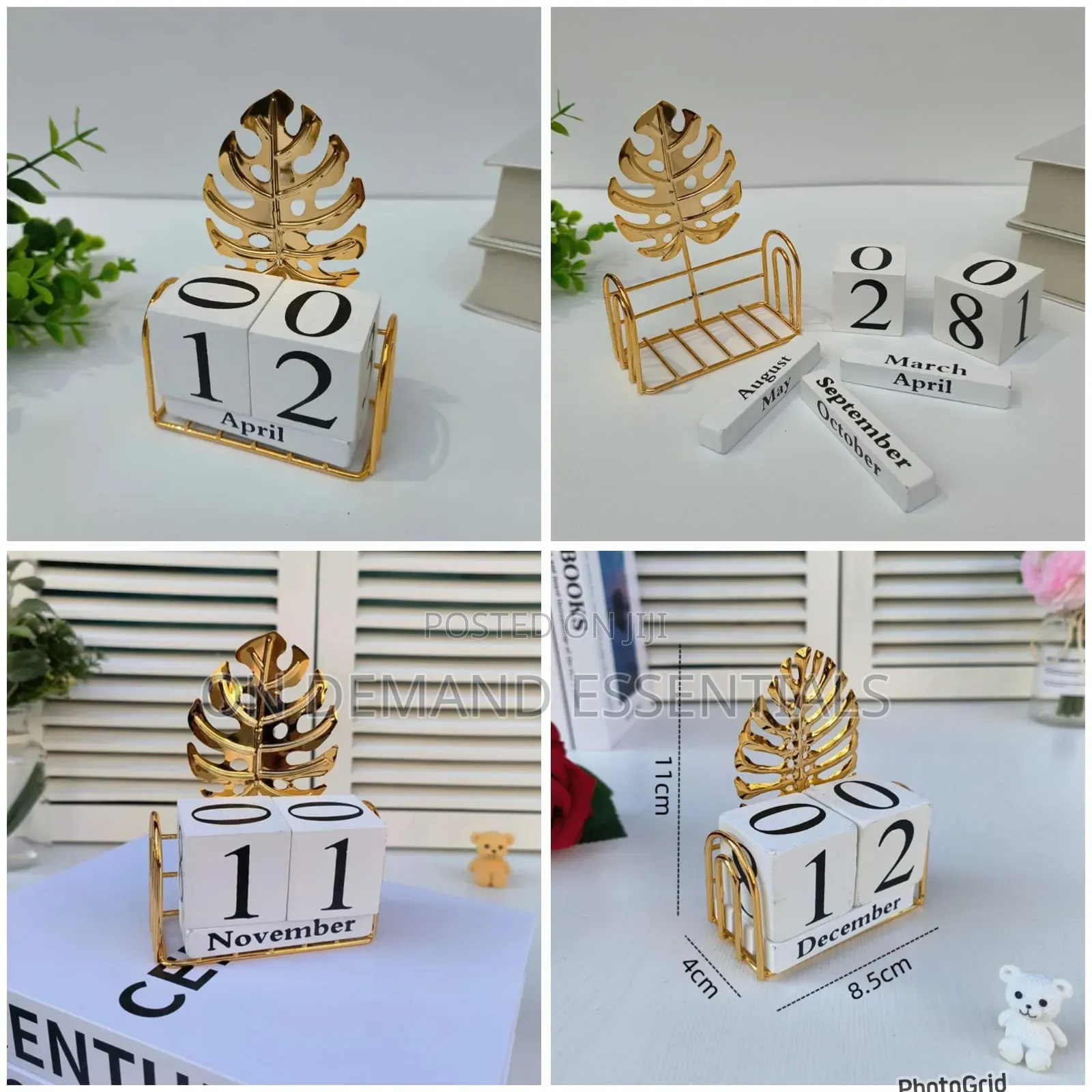 Monstera Leaf Wooden Block Perpetual Desk Calendar