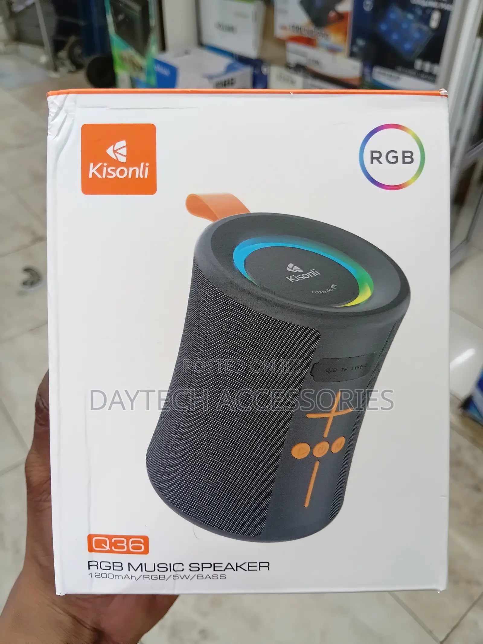 Kisonli Q36 Wireless RGB Portable Bluetooth Speaker - Black