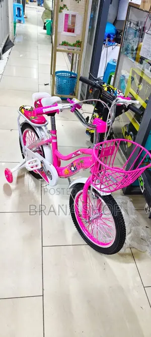 Pink Holiday-Themed Kids' Step-Through Bicycle.