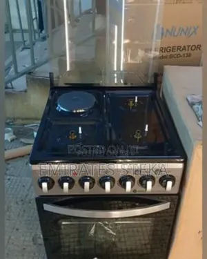 Nunix 50 * 55cm Cooker - 3 Gas Burners, 1 Electric Hotplate + Gas Oven
