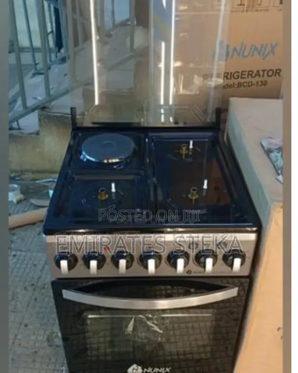Nunix 50 * 55cm Cooker - 3 Gas Burners, 1 Electric Hotplate + Gas Oven