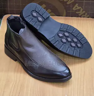 Gents Premium Leather Laceless High Boots Size 40-45