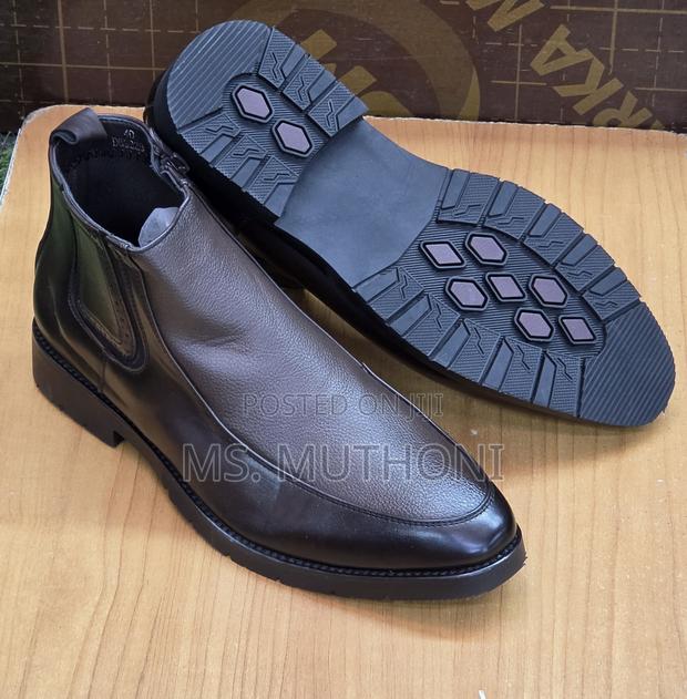 Gents Premium Leather Laceless High Boots Size 40-45