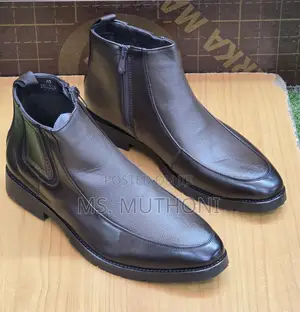 Gents Premium Leather Laceless High Boots Size 40-45