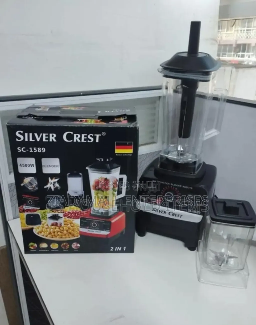Colour Red Commer Silver Crest Blender. Commercial.