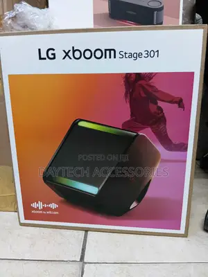 The LG XBOOM Stage 301 120W Portable Party and Performance Speaker.