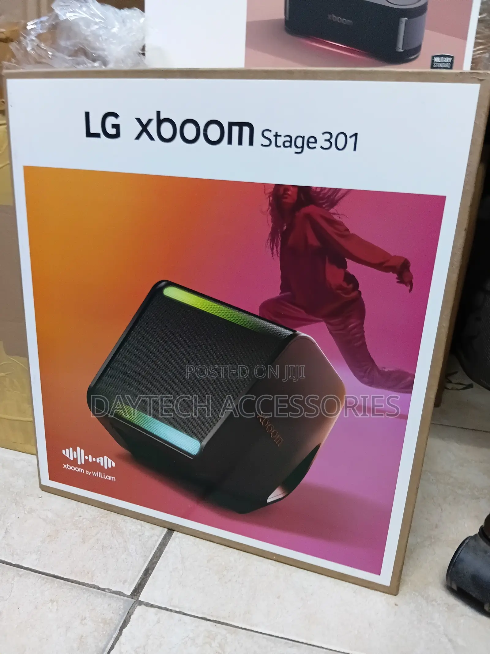 The LG XBOOM Stage 301 120W Portable Party and Performance Speaker.