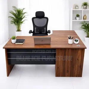 L-Shaped Executive Office Desk With Drawers Cabinet