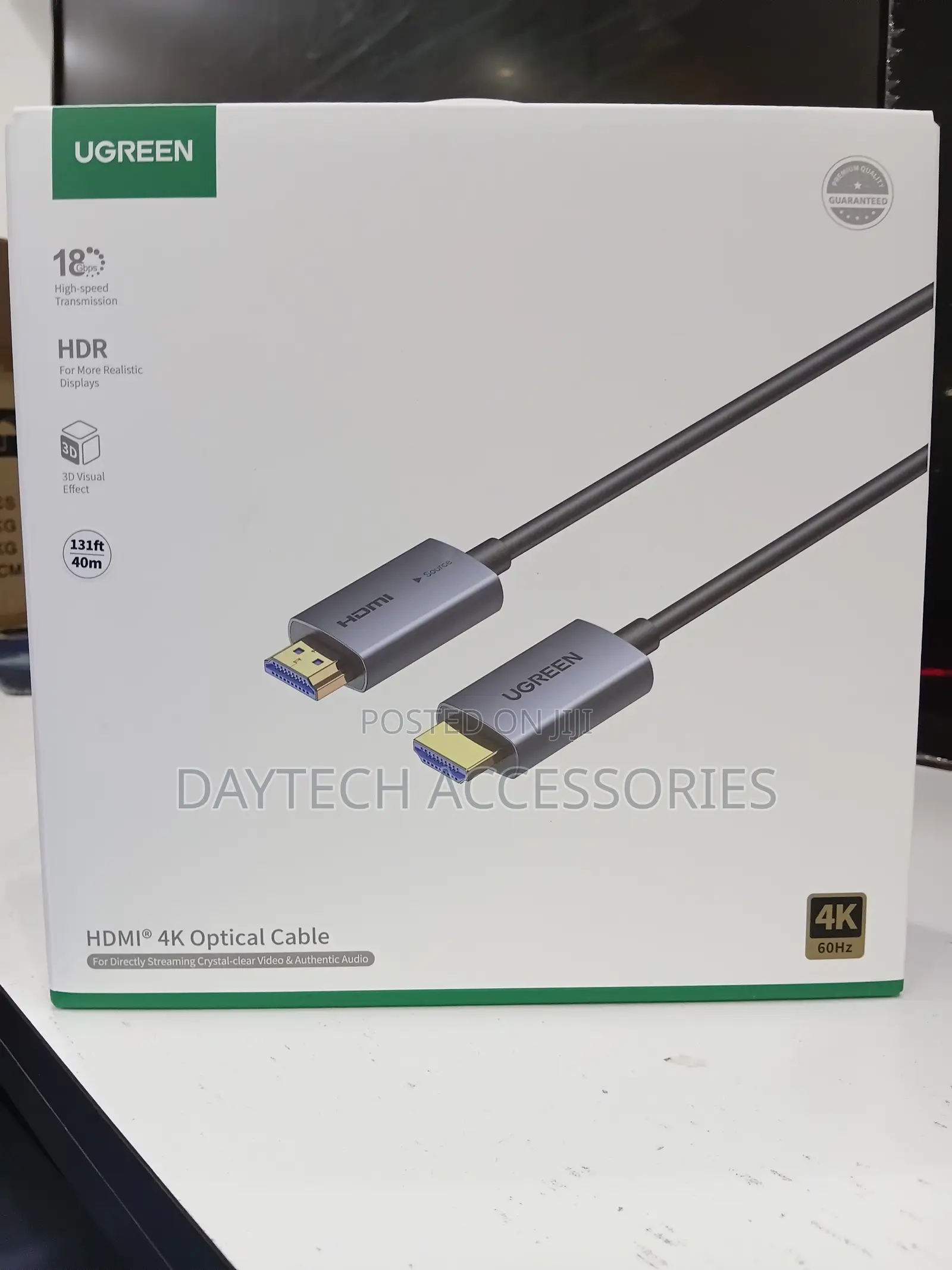 The UGreen HD178 (Model 45508) 40M HDMI Fiber Optic Cable.