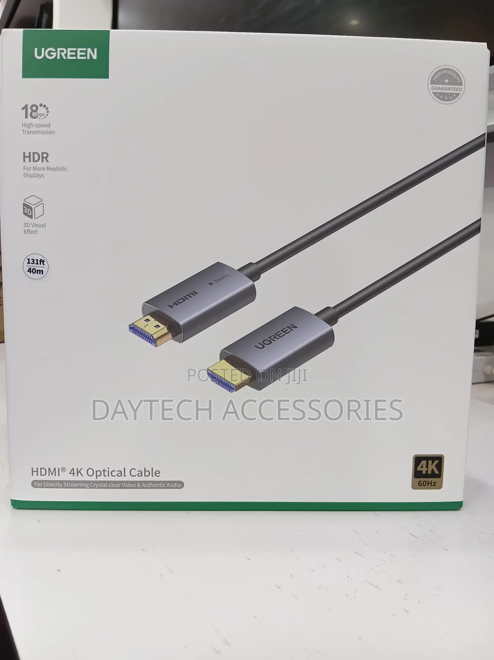 The UGreen HD178 (Model 45508) 40M HDMI Fiber Optic Cable.