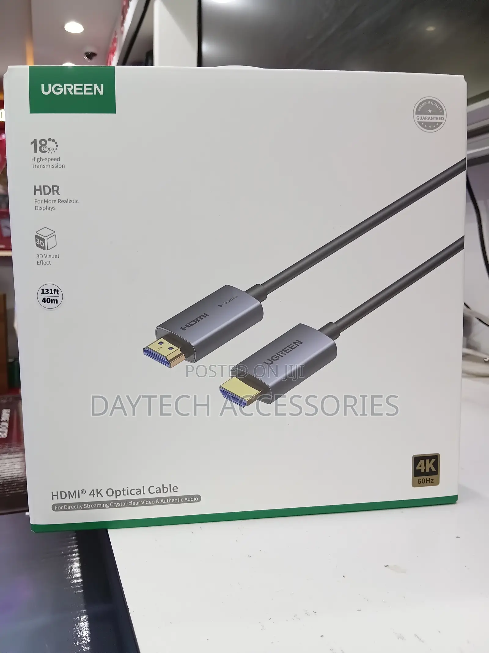 Ugreen HD178 Premium 40M AOC Fiber Optic HDMI 2.0 Cable at 60Hz.