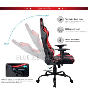 Gaming Chair With Headrest and Lumbar Support | Red Black