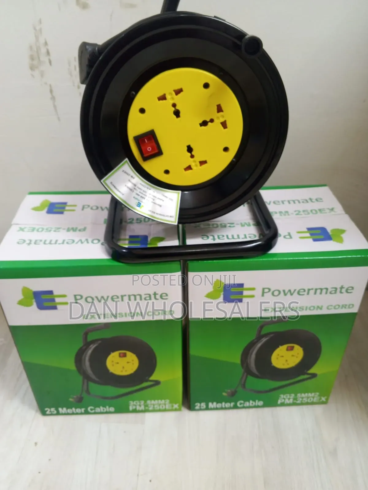 Powermate Heavy Duty 25 Meter Cable Reel With 3 Way Socket