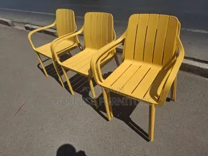 Yellow Outdoor Plastic Chair With Arms