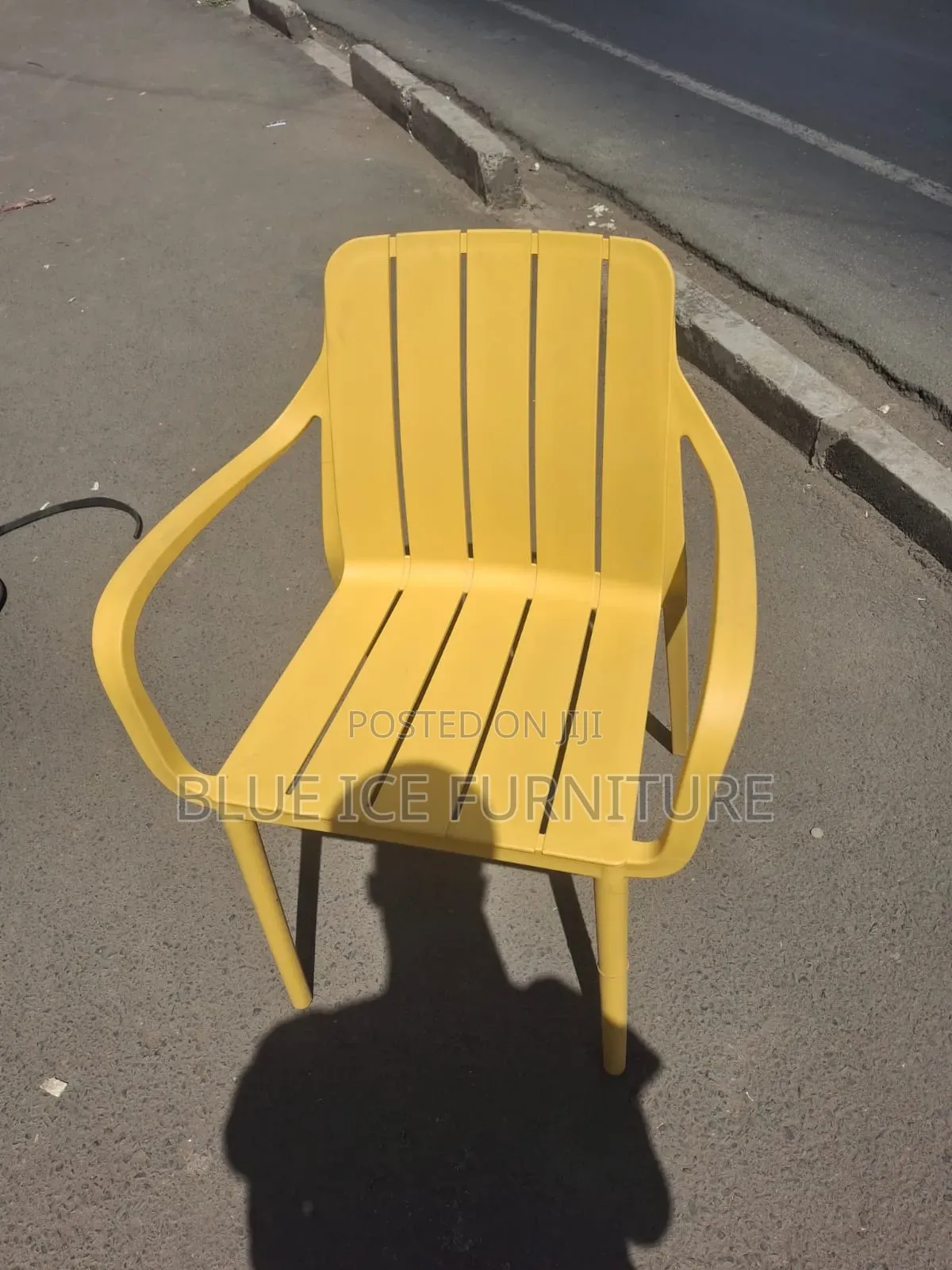 Yellow Outdoor Plastic Chair With Arms