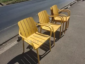 Yellow Outdoor Plastic Chair With Arms