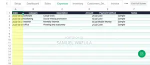 Small Business Excel Template - Sales, Expenses, Stock Profit