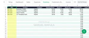 Small Business Excel Template - Sales, Expenses, Stock Profit