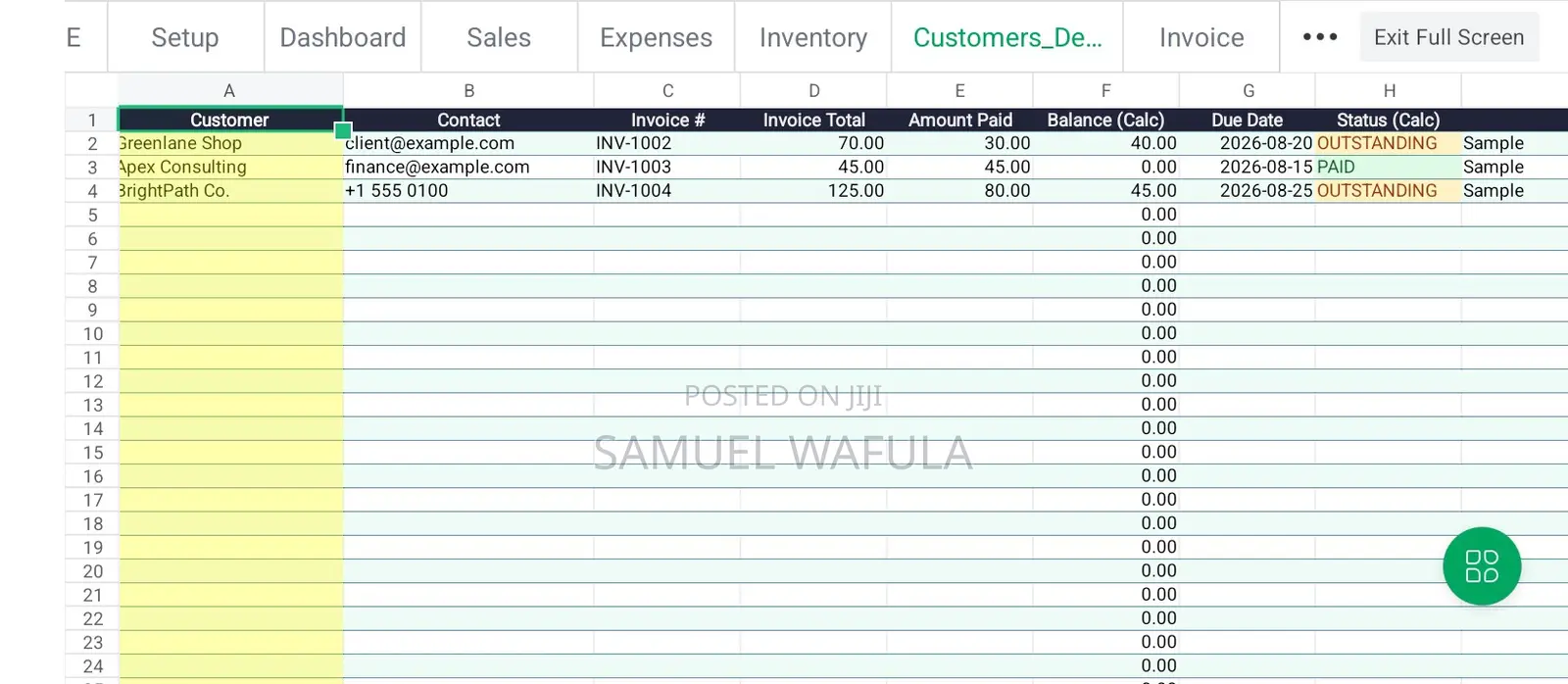 Small Business Excel Template - Sales, Expenses, Stock Profit