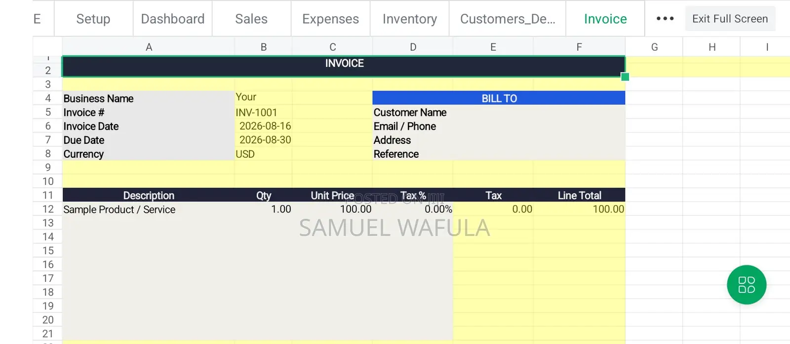 Small Business Excel Template - Sales, Expenses, Stock Profit
