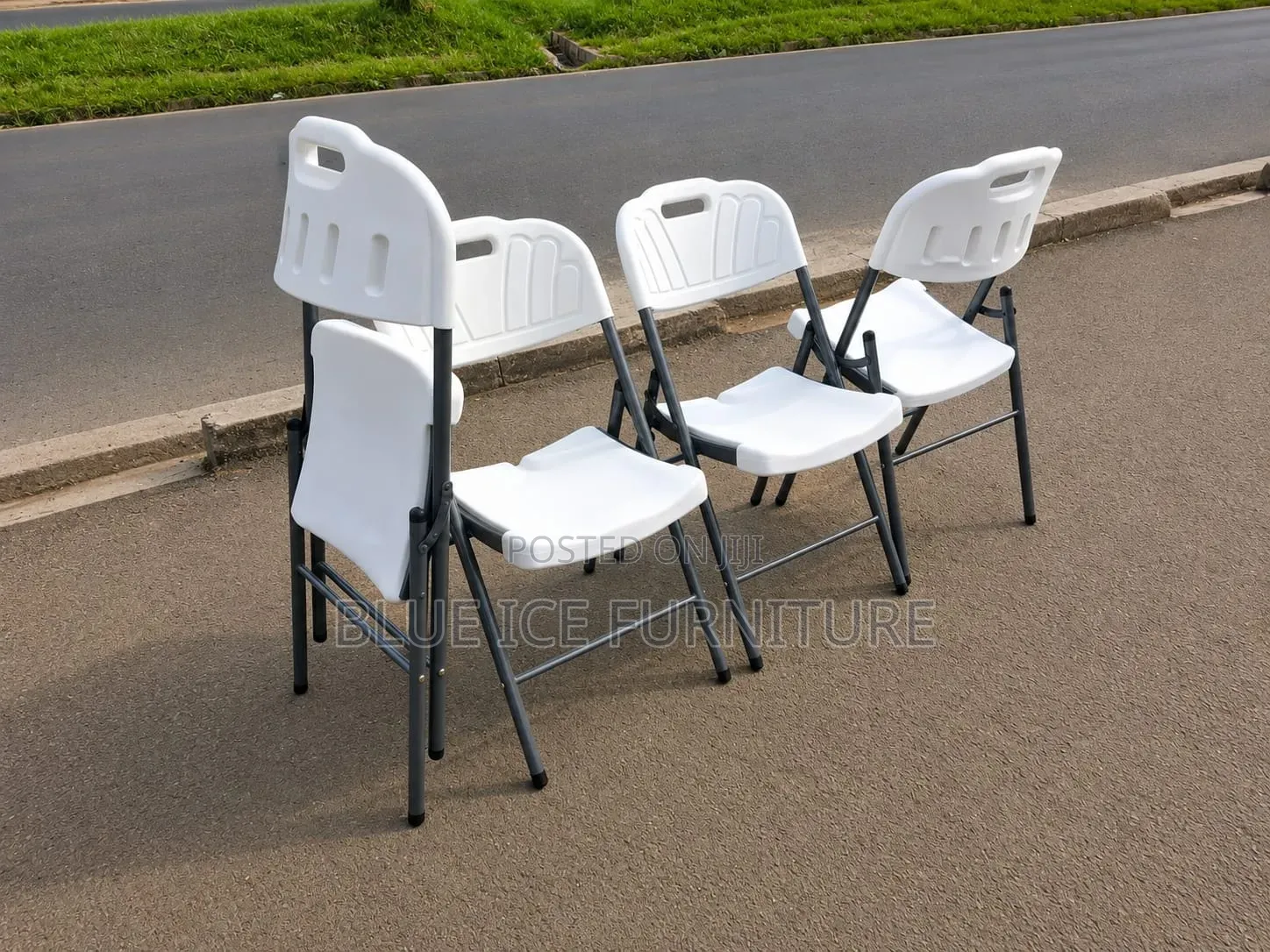 White Plastic Folding Chair With Metal Frame