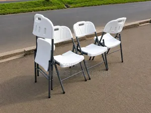 White Plastic Folding Chair With Metal Frame