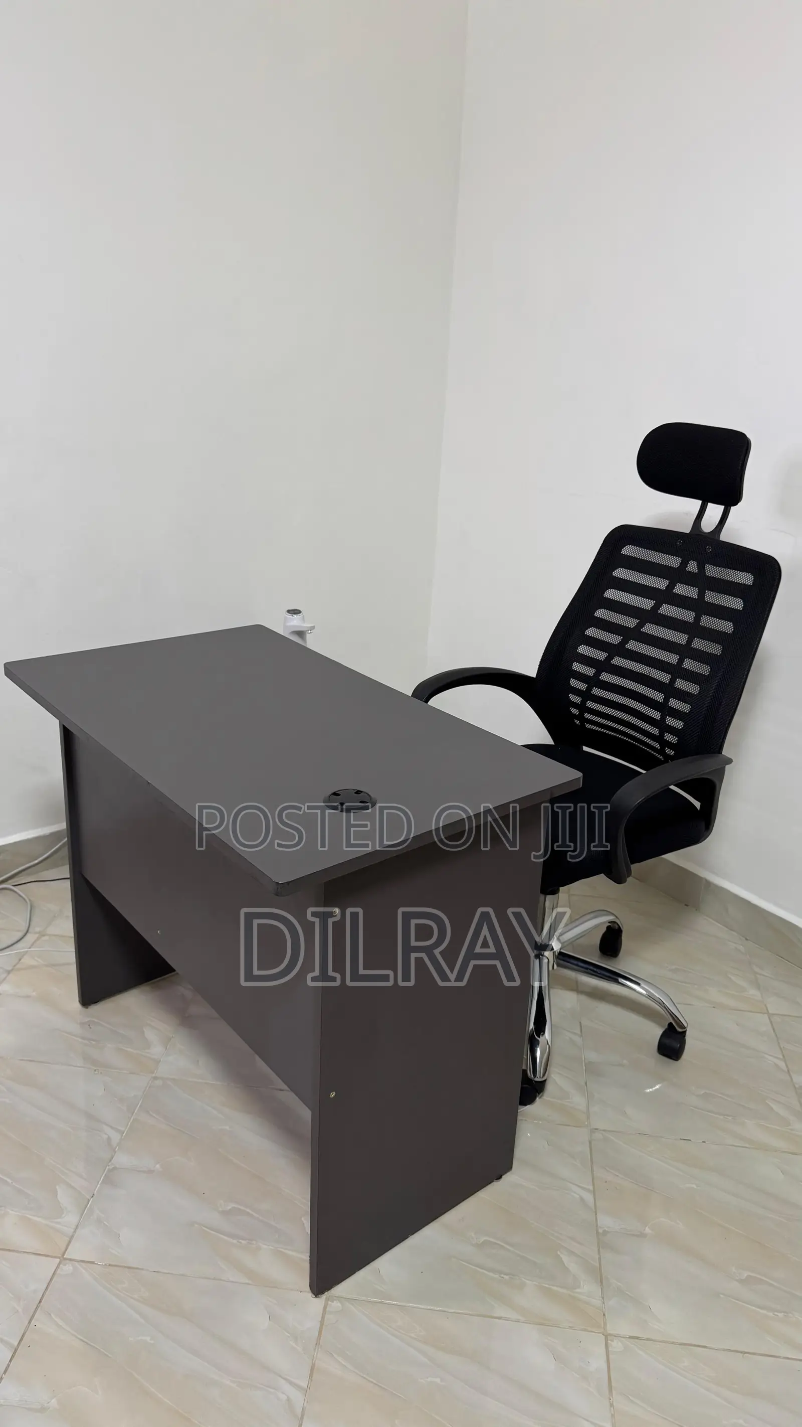 Office Desk and Adjustable Chair With Head Rest