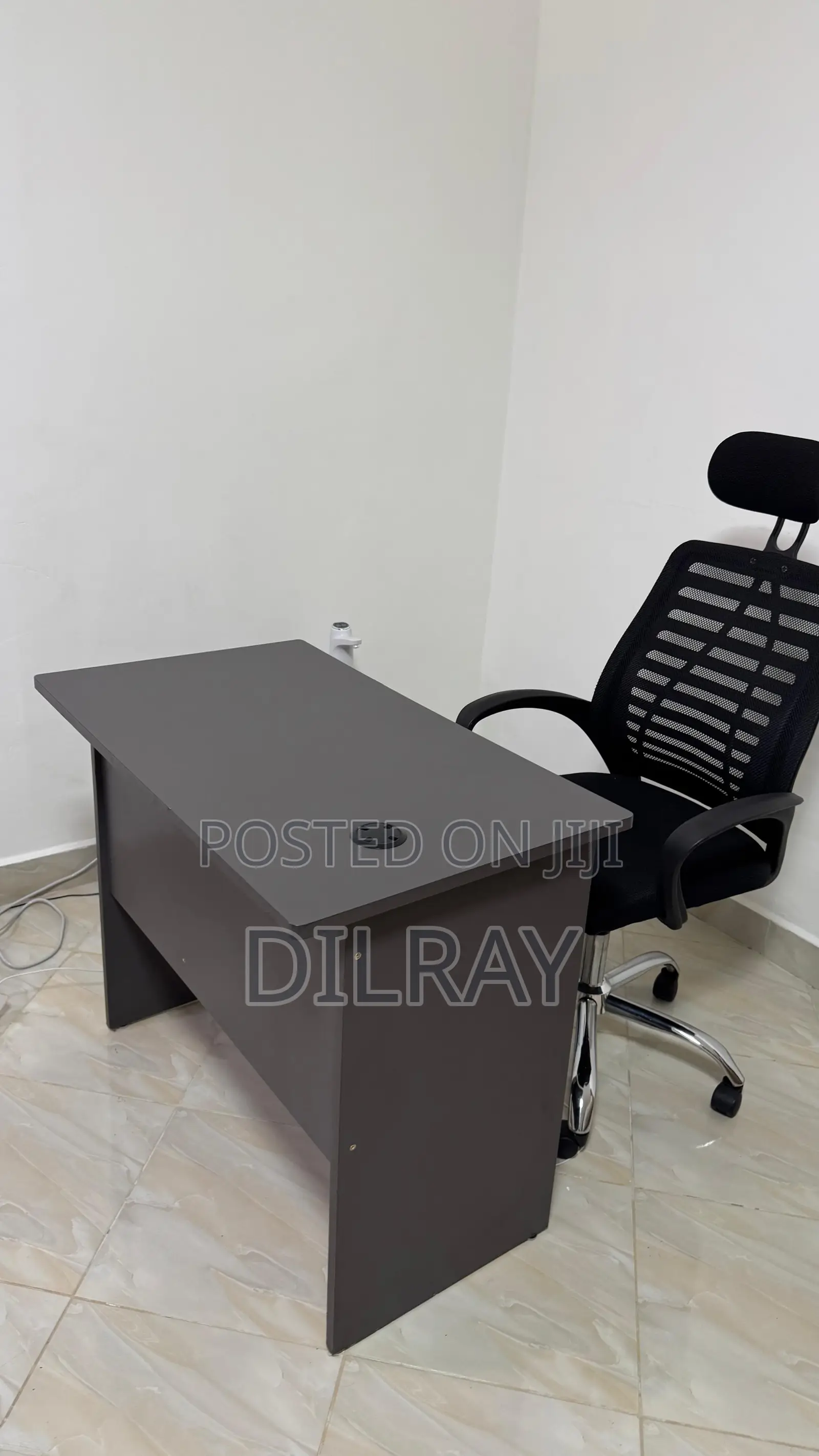 Office Desk and Adjustable Chair With Head Rest