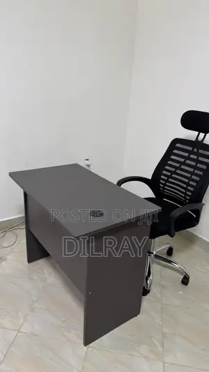 Office Desk and Adjustable Chair With Head Rest