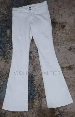 H M Off-White Bootcut Trousers