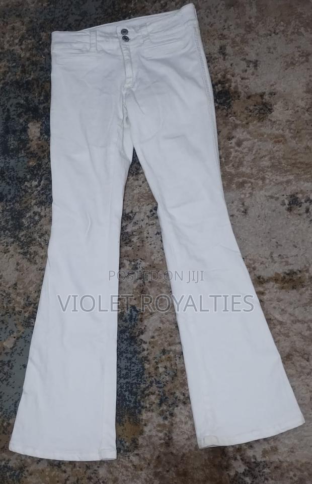 H M Off-White Bootcut Trousers - main view