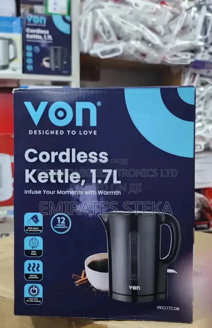 VON Cordless Kettle VKCL17CDB 1.7L Black