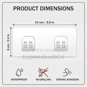 Single Clear Self Adhesive Hooks / Shelf Stickers