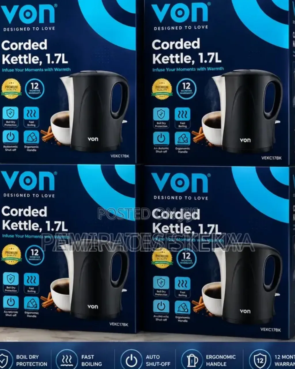 Von Cordless 1.7ltrs Cordless Kettle
