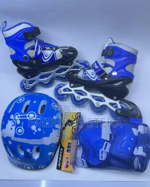 Full Kit Blue Complete Set Roller Skating Shoes All Sizes With Helmet