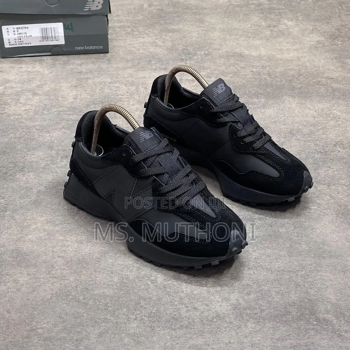 Quality Leather New Balance 327 Triple Black (MS327CTB) Size 37-45