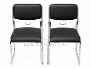 Black Leather Visitor Chair With Chrome Frame