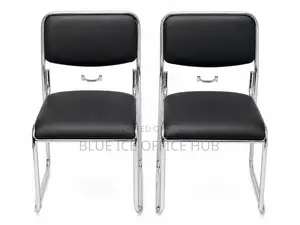 Black Leather Visitor Chair With Chrome Frame