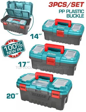 Total Pp Plastic Buckle Tool Box 3pc Set