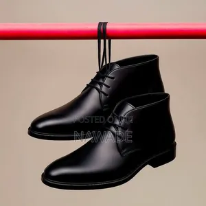 Men's Genuine Leather Lace-Up Ankle Boots – Black